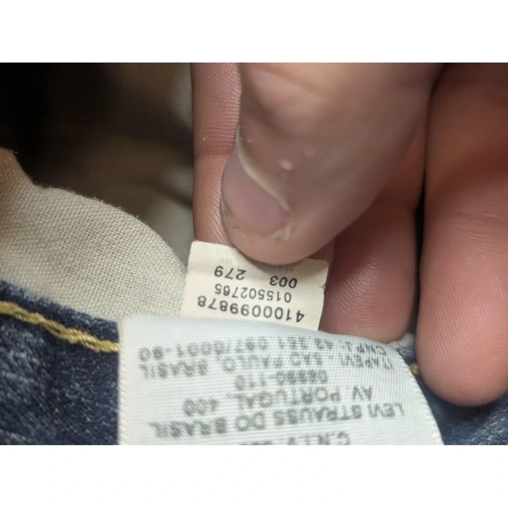Levis 550 Jeans Mens 44x32 Blue Relaxed Fit Tapered Stained Workwear Denim Pants